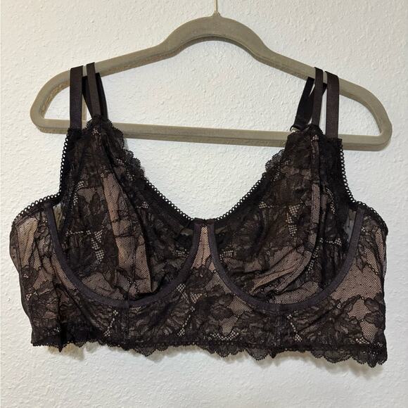 Torrid Curve NWT Dot Lace Double Layer & Strap Underwire Lace Bra 3X Black - Picture 2 of 5